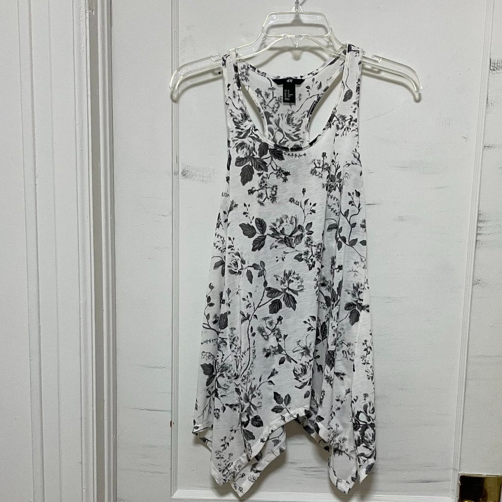 H&M Floral White Tank Top